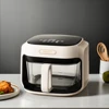 GEMING Transparent Glass Machine Multifunctional Professional Chips Stainless Steel Wire Mesh Air Fryer with Deep Pot 5