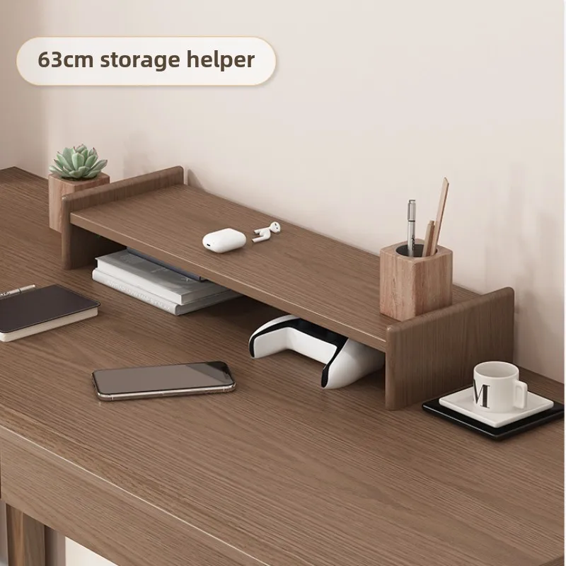 Adjustable Solid Wood Monitor Stand Ergonomic Desk Riser Office Laptop Computer Shelf with Storage Modern Workspace Organizer
