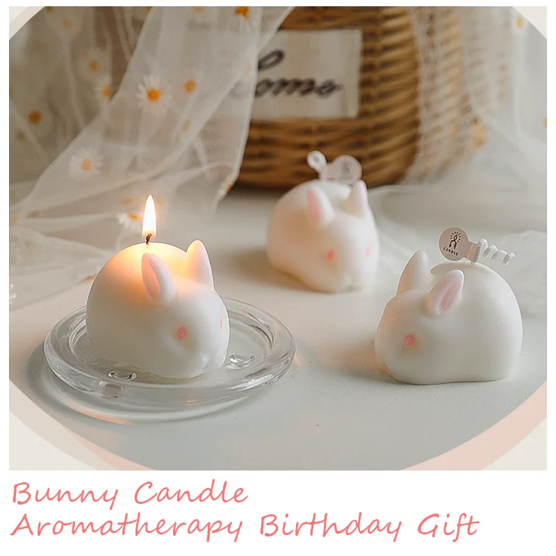 Bunny Candle Aromatherapy Birthday Gift Handmade Soy Wax Cute Ornament Animal Shaped Candle