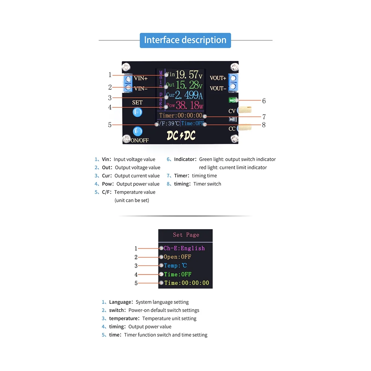 

Автоматический повышающий/понижающий преобразователь постоянного тока, модуль питания CC CV 0,5-30 в 3A 35 Вт, Регулируемый источник питания, вольтметр без вентилятора