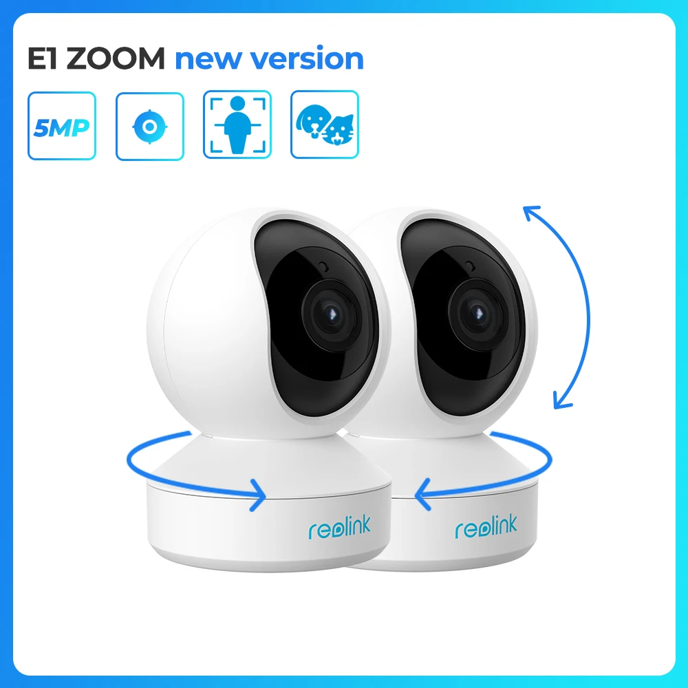 REOLINK Indoor Security Camera, 5MP Super HD Plug-in WiFi Camera with PTZ,  Auto Tracking, Human/Pet AI, Ideal for Baby Monitor/Pet Camera/Home  Security, Dual Band WiFi, Local Storage, E1 Zoom White