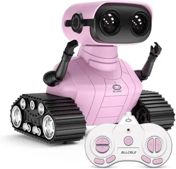 ALLCELE Girls Robot Toy, RC Robot for Kids, Remote Control Toy with Music, LED Eyes, Gift for Children Age 3 Years and Up - Pink 1