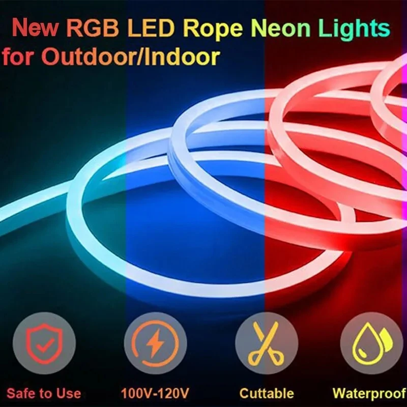 유연한 실리콘 네온 RGB LED 라이트 스트립, 리모컨 방수, SMD 3535, 유연한 테이프, 방 장식, 1M, 5V, 108LED