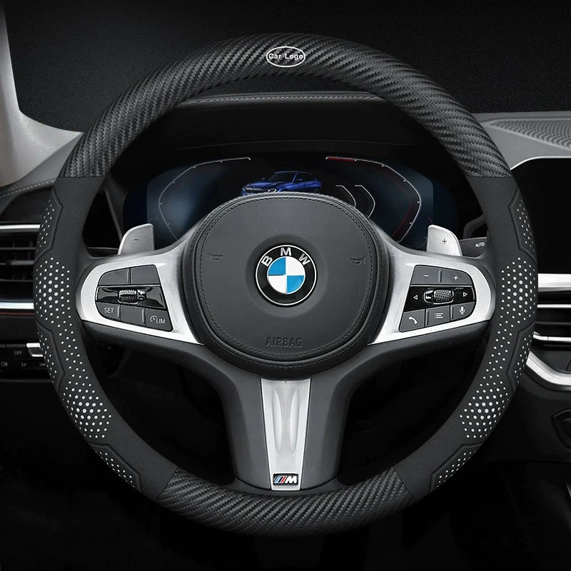 

Car Carbon fiber Suede Leather anti-slip Steering Wheel Cover For BMW X3 X5 X6 X7 E36 E39 E46 F30 M Performance Auto Accessories