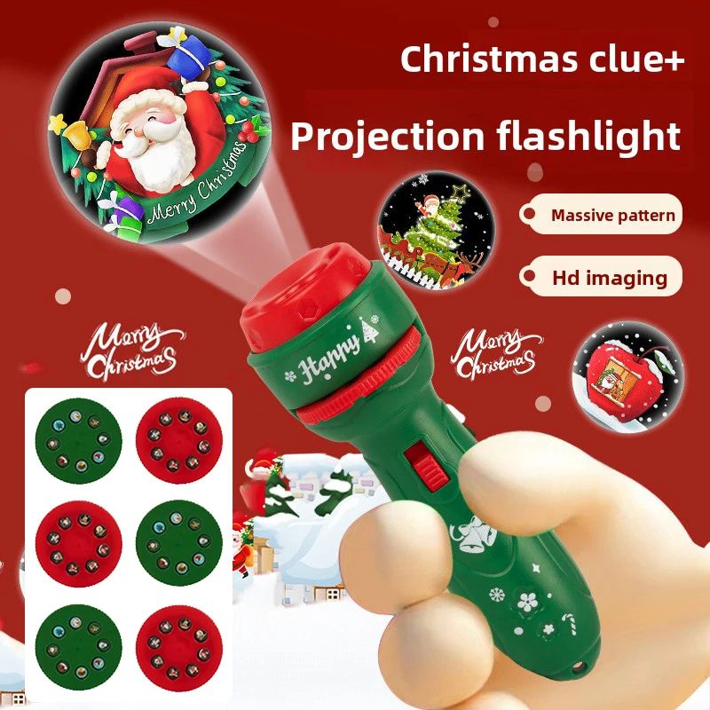 Christmas cartoon projection flashlight creative children flashlight toy projector baby toys bedtime story book toy for kids