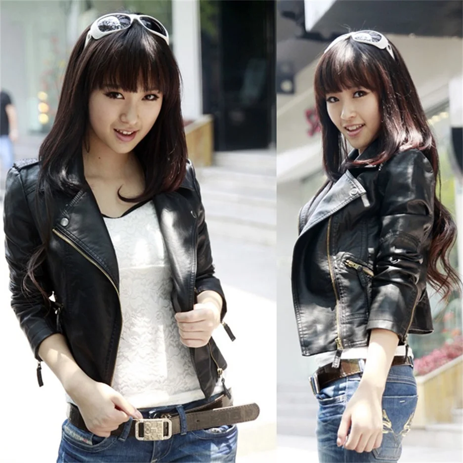 

Spring And Autumn Women 'S New PU Paragraph Women' S Short Motorcycle Clothes Slim Leather Jacket