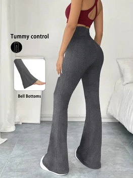 Women's Super Soft Flare Pants High Waisted Tummy Control Workout Yoga Leggings Bell Bottoms 1