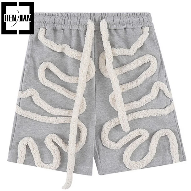 

Men's Oversize Hip Hop Sweatshorts Streetwear Harajuku Shorts With Distortion Rope Summer Short Pants Loose Fit