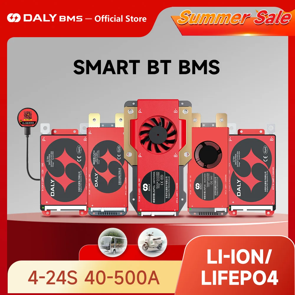 DalyBMS LiFePo4 4S 12V BMS 8S 24S 72V 48V 16S 100A 150A 200A 250A 300A 3.7V ليثيوم أيون BMS 7S 13S 14S 3.2V BMS