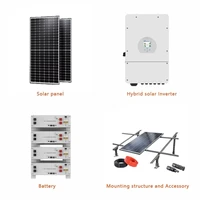 Système d'énergie solaire 8Kw 10Kw 12Kw Kits complets Deye onduleur de stockage d'énergie hybride monophasé et panneaux solaires avec batterie 5