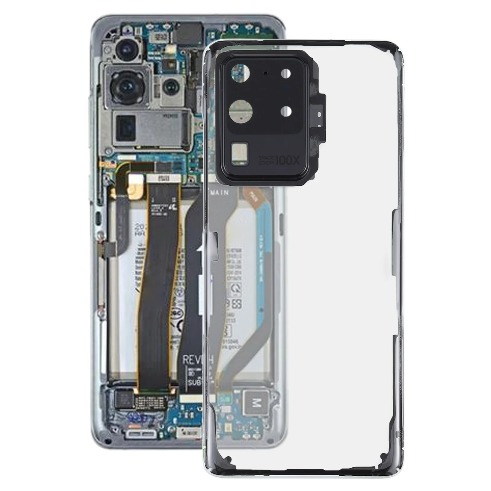 

For Samsung Galaxy S20 Ultra SM-G988 G988U G988U1 SM-G9880 SM-G988B/DS G988N G988B G988W Glass Transparent Battery Back Cover