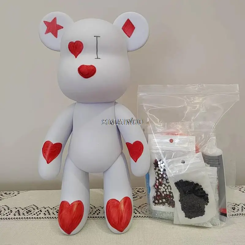 Personalisierbare Strass Hochzeit Bär Statue Liebe Herz Design Kristall Puppe DIY handgemachte Mosaik Kunst Blinged Home Decor Geschenk – Detail 10