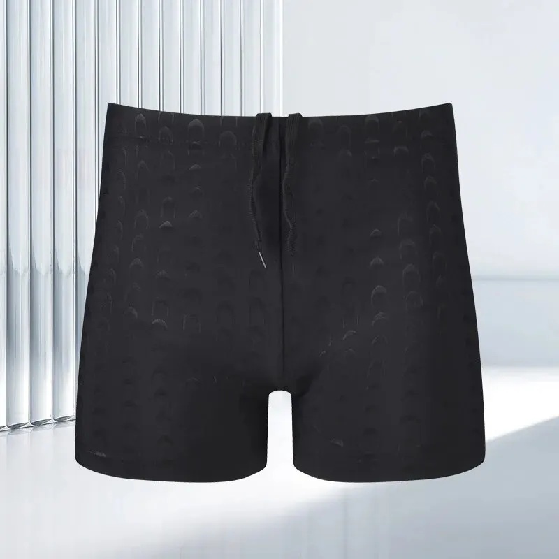 Swim Trunks Adult Men Pure Black Large Size Professional Waterproof Quick-drying Bionic Fabric Sharkskin Swimming Trunks