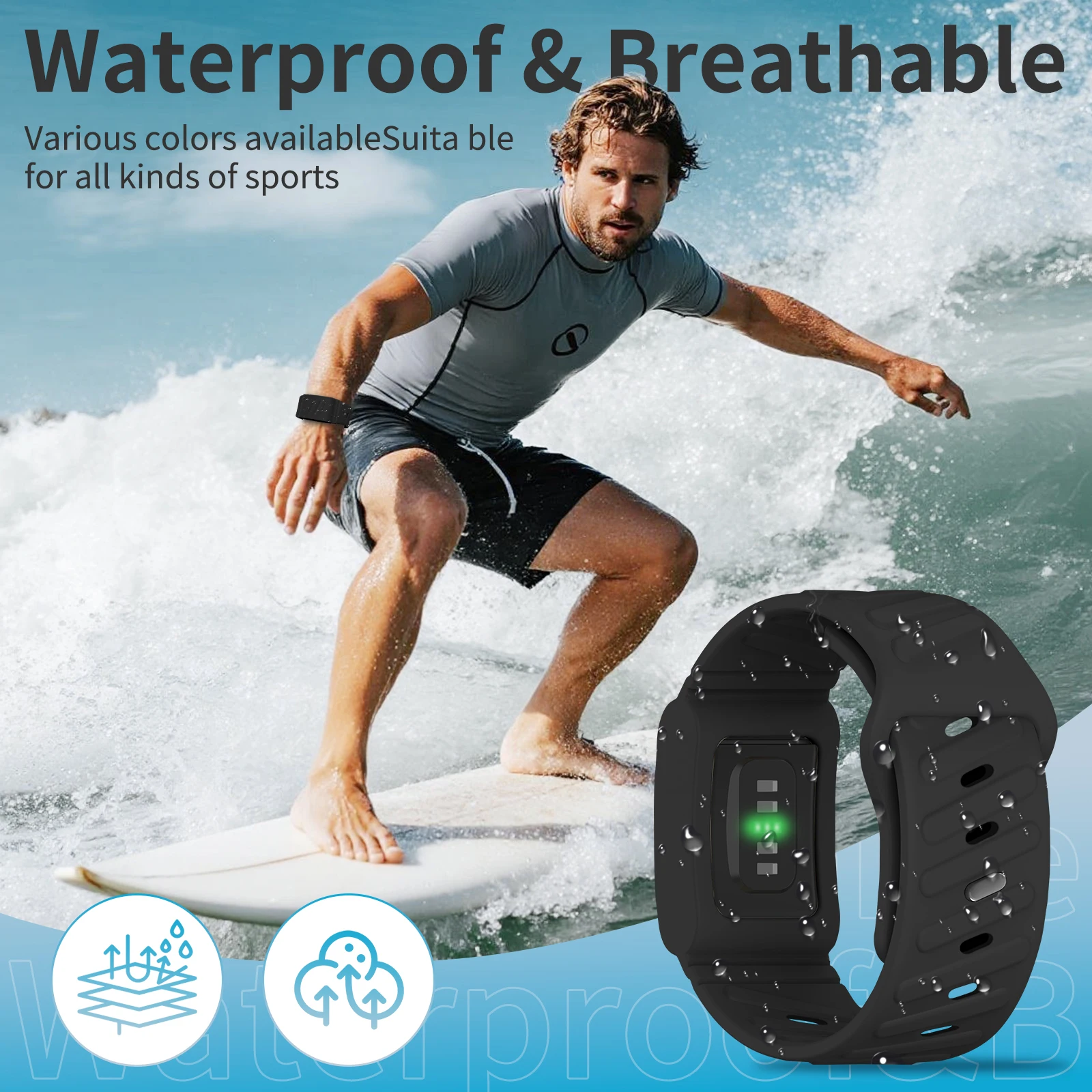 Breathable Silicone Loop Strap for Wearable Health Tracker