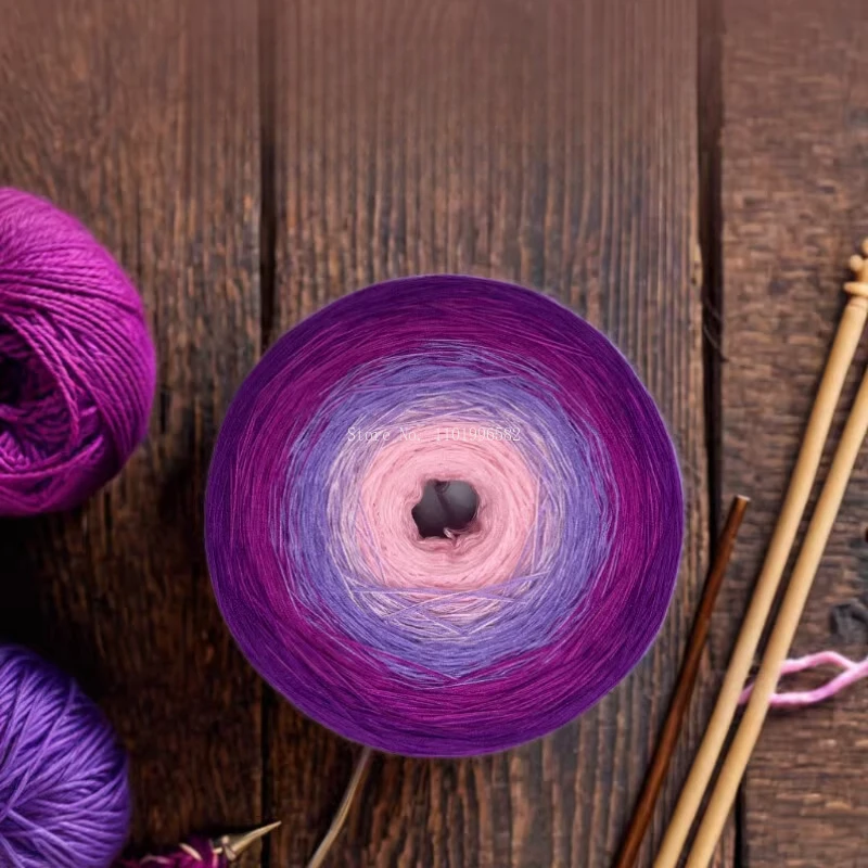 300g/ Ball Lace Cotton Gradient Rainbow Color Pure Cotton Wool Thread DIY Handwork Woven Spring/summer Sweater/shawl Materials 3