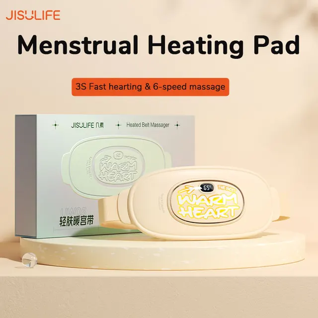 Jisulife Menstruációs Fűtőpad Enyhítése Derék Fájdalom Meleg Palota Öv Újratölthető 2500 Mah 6 Masszázsmódú Elektromos Övvel