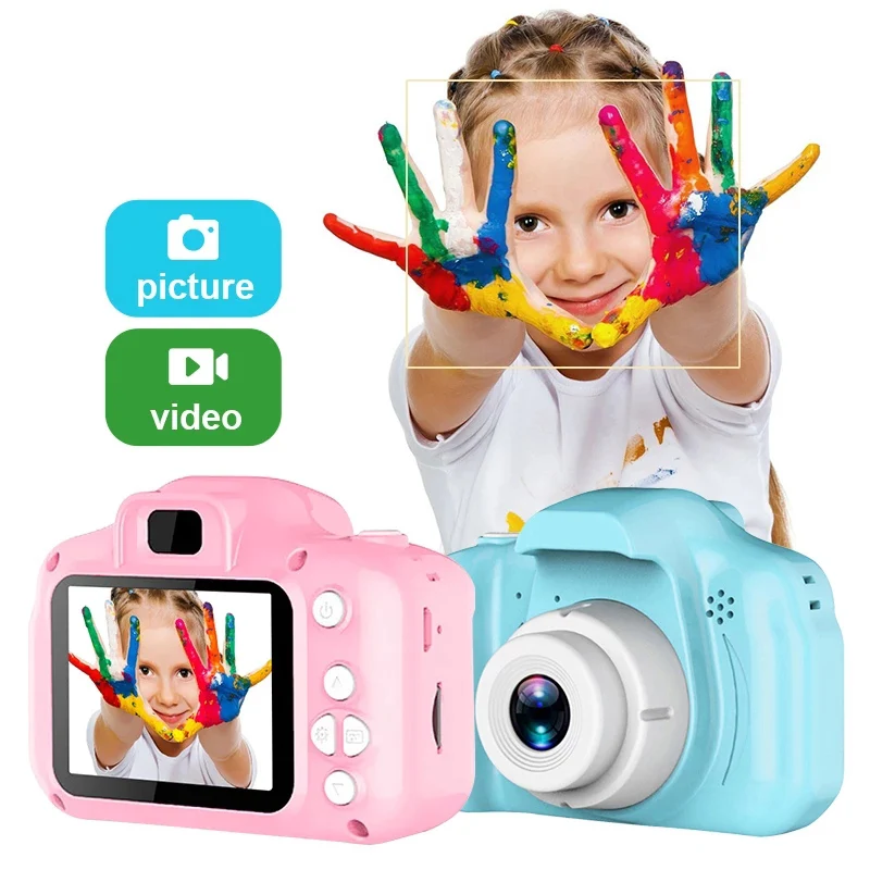 Portable Kids Digital Camera 8MP Front Camera 1080P HD Video Photography Projection 2.0 Inch IPS screen chid Fun Mini digital camera