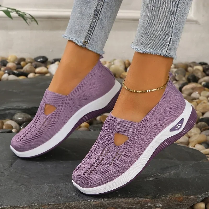 Women Mesh Vulcanize Shoes Breathable Sneakers Slip on Light Outdoor Walking Casual Shoes