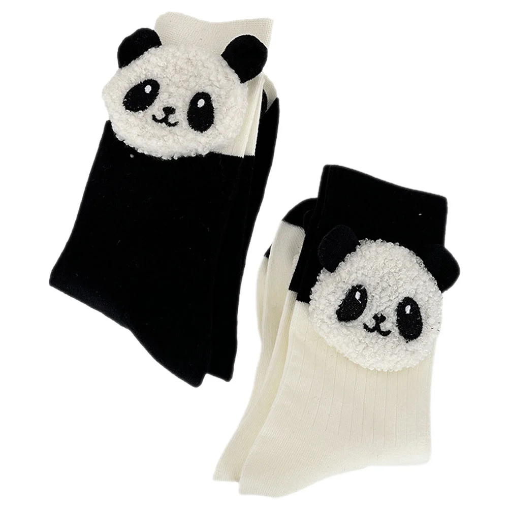 

2 Pairs Cotton Socks Festival Socks Warm Holiday Socks Women Teens Panda Socks