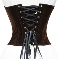 Corset Bustier Ajusté pour Femme, en Velours et Résille, à Lacets, Élégant, Sans Bretelles, Effet Sculptant, Amincissant la Taille, avec Baleines, Style Tube Top 5