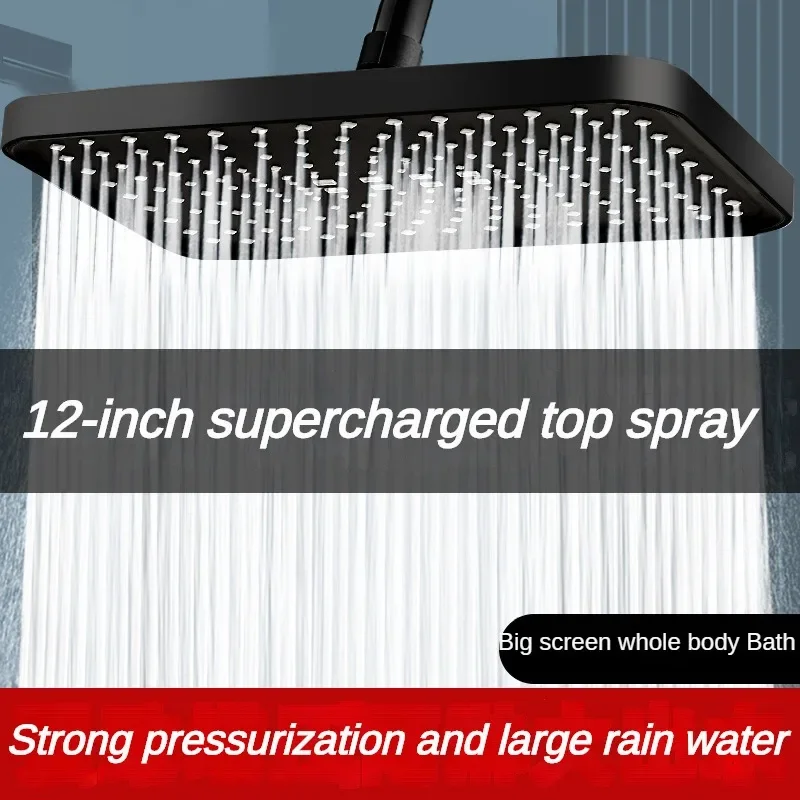 

Ceiling Mounted Shower Head High Pressure Large Flow ABS Rainfall Showerhead Square Black Silver Shower Bahroom Accessories