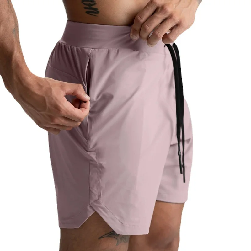 Shorts Single Woven Quick Dry Shorts Solid Color Running Fitness Sports Casual American Style Five Quarter Pants For Men 2