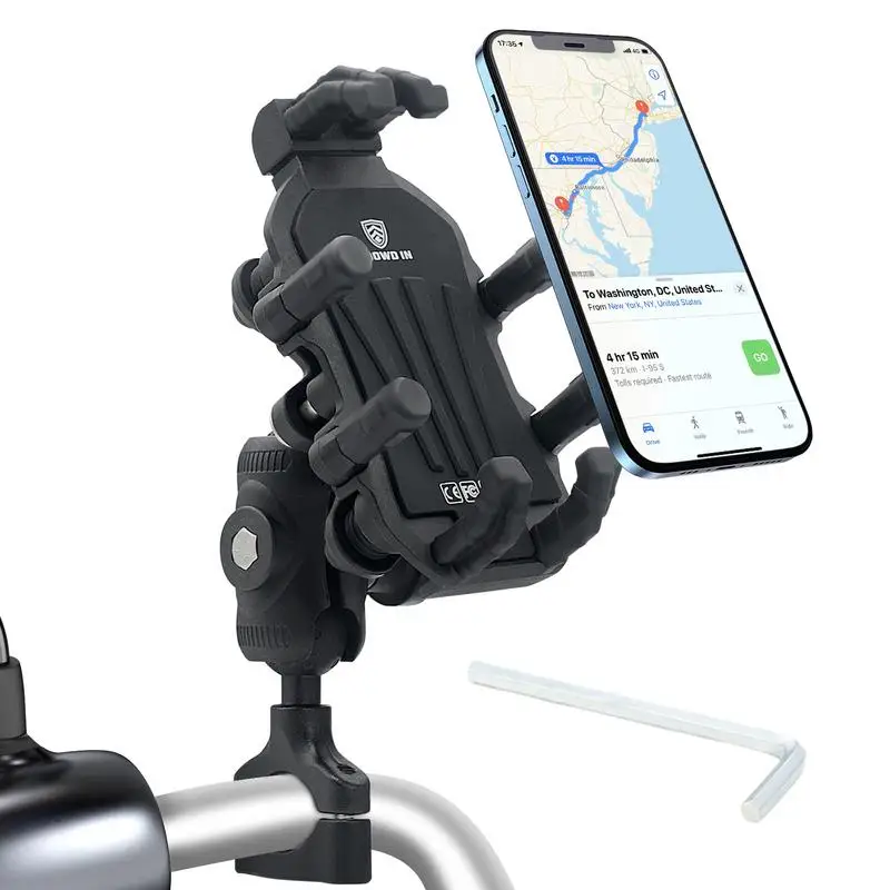

Shock-resistant Handlebar Bike Phone Mount Motorcycle Mobile Phone Holder Anti-Theft Aluminum Alloy Cellphone Clamp For Scooters