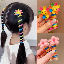 2Pcs Girls Elastic Rubber Bands Children Telephone Wire Hair Ties Spiral Coil Hairbands Hair Rope Ponytail Hair Accessories