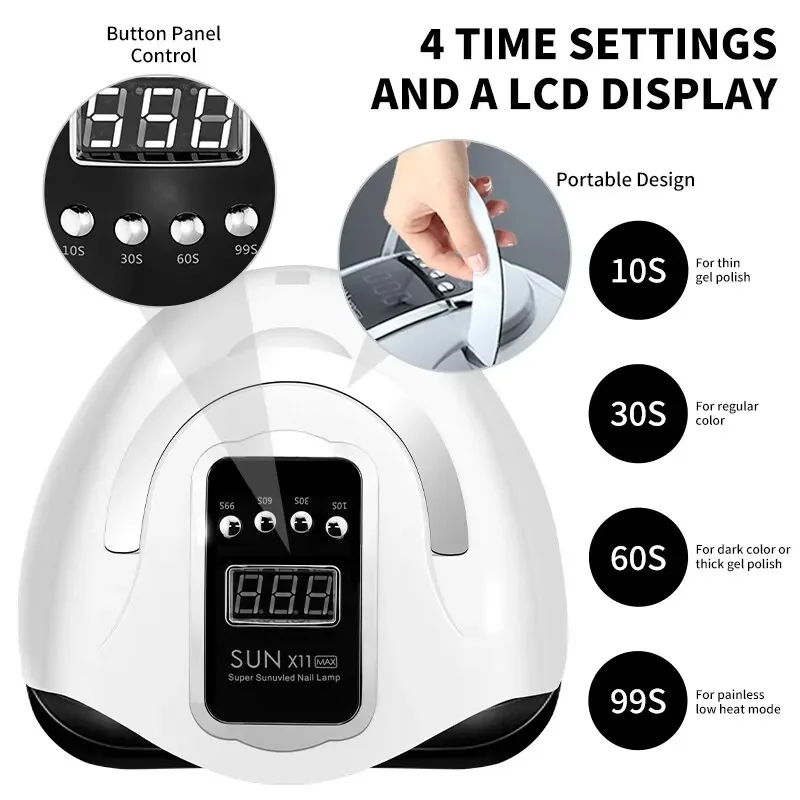 SUN X11 MAX Professional Nail Drying Lamp for Manicure 280W Nails Gel Polish Drying Machine with Auto Sensor UV LED Nail Lamp 5