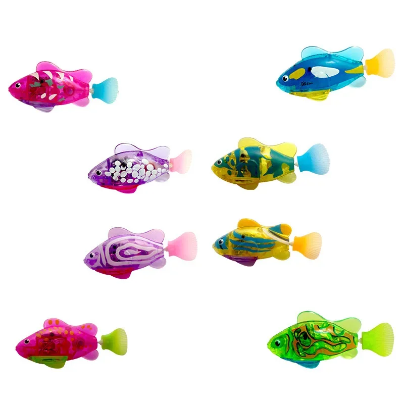 Electronic Fish Baby Summer Bath Toy Pet Cat Toys Swimming Robot Fish With LED Light Water Swim Pool Bathtub Toys Christmas Gift 6
