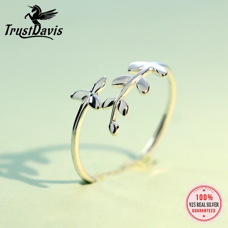 TrustDavis 925 Sterling Silver Fashion Women Cute Branch Rings Size 5 6 7 Gift Girls Teen Lady DS555 silver ring silver rings
