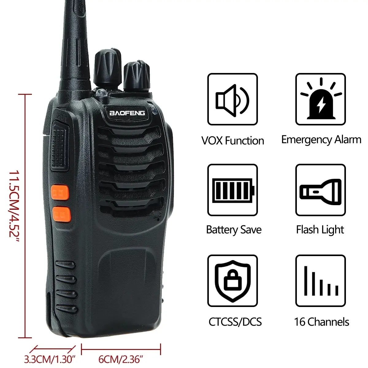 Baofeng Radio BF-888S UHF Walkie Talkie Long Range VOX Two Way Radio +  Earpiece