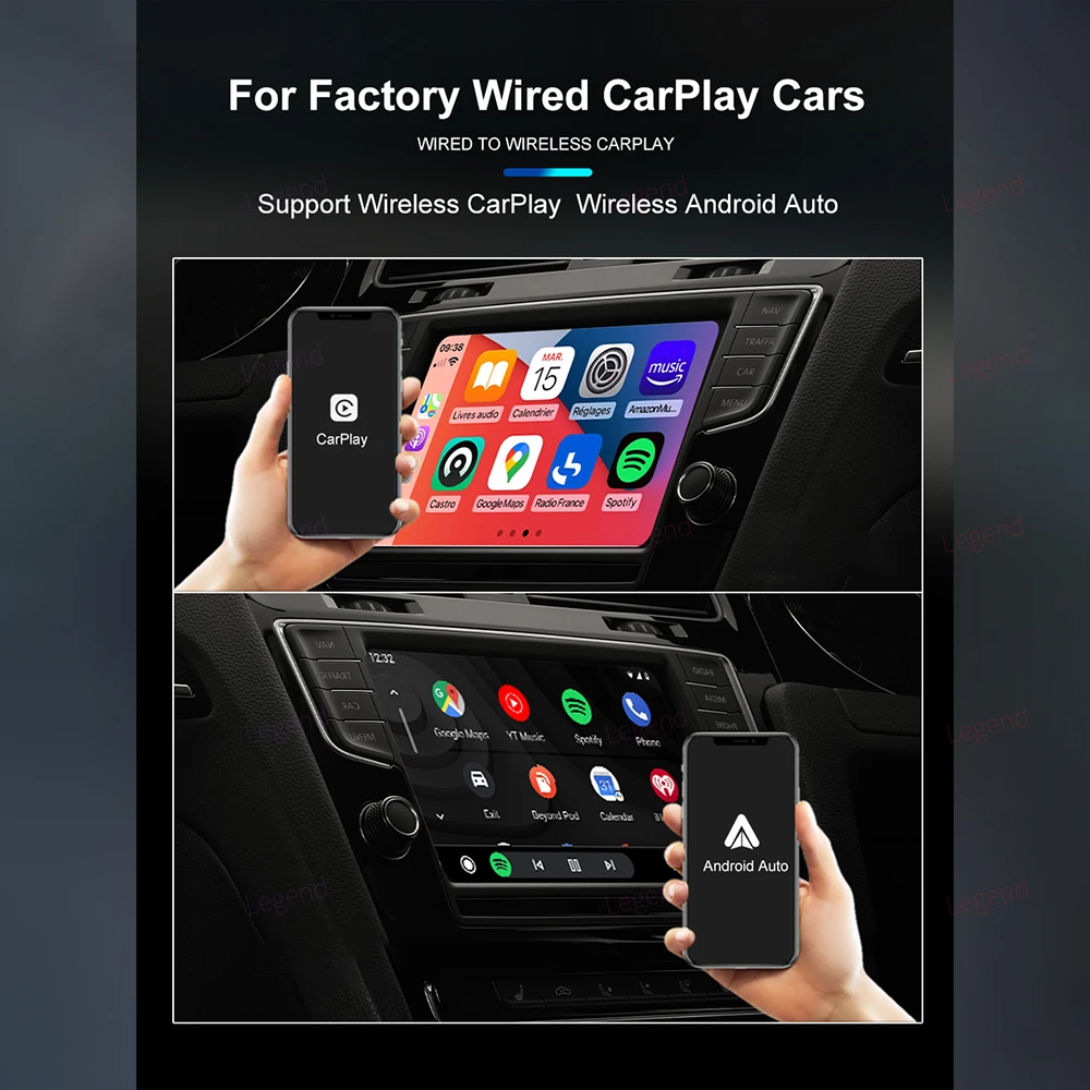 Adaptador inalรกmbrico Carplay para coche, caja de transmisiรณn AI inteligente, Android, Allin1, Dongle USB para Apple, Samsung, compatible con