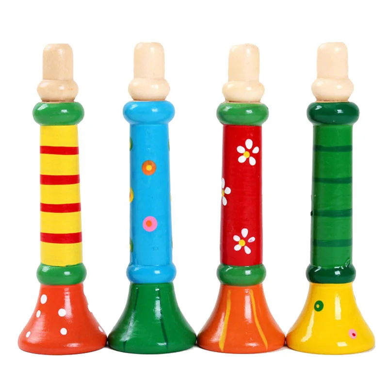 Children's Colorful Intellectual Development Vocal Novelty Puzzle Toys Wooden Horn Whistle Musical Instrument Interest Training 5