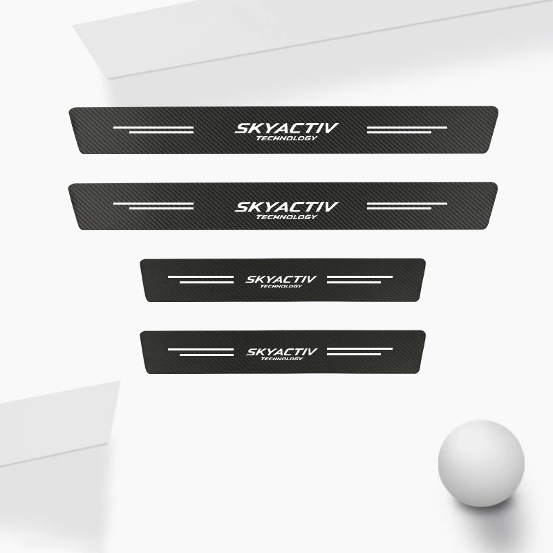 Защитные наклейки на пороги автомобиля, 4 шт., кожаные Углеродные наклейки для Mazda skyфитнес 2 3 5 6 8 CX3 CX4 CX5 CX8 CX30, волоконные декоративные наклейки