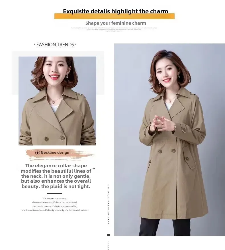 Description Picture 6 of itemSpring Hot Sale Of The Season Women's Loose Coat Jacket Long Trench Coat Short Size Women's Medium Length Spring Autumn Cross-Bo