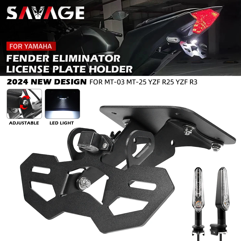 License Plate Holder For YAMAHA MT03 MT25 YZF R3 R25 2015-2024 Motorcycle Accessories Tail Bracket LED Light Fender Eliminator
