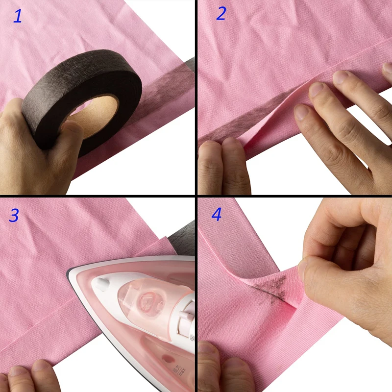 Home-X Juego de 2, cinta adhesiva de dobladillo para planchar, cinta  fusible de tela, sin dobladillo, adhesivo de tela activado por calor, cinta
