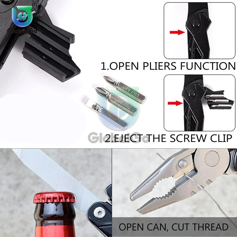 Multitool Claw Hammer Stainless Steel Knife Plier Tool Nylon Sheath Outdoor Survival Camping Hiking Portable Pocket Claw Hammer 2