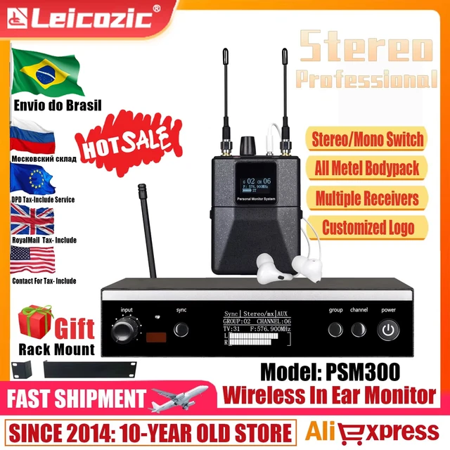 Leicozic 500Mhz Professional Monitoring System PSM300 Stage Return Stereo Personal In Ear Monitor Wireless Pro Audio Equipment