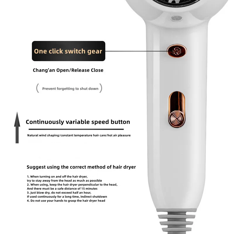 Hair Dryer Non Perforated Wall Mounted 1300W High-Power Fast Drying Negative Ion Hotel And Guesthouse Home Bathroom Hair Dryer