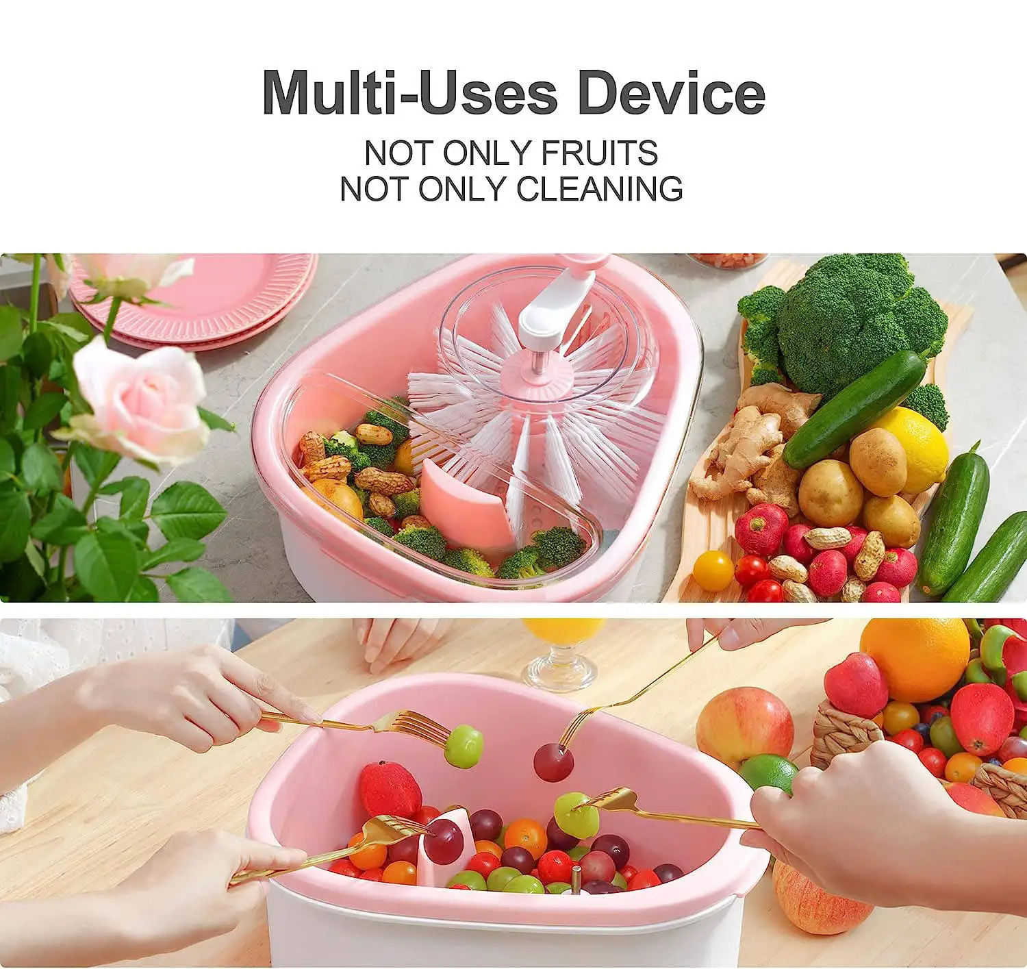 Customized Fruit Cleaning Device Wholesale Large Fruit Washer Spinner with Brush 6