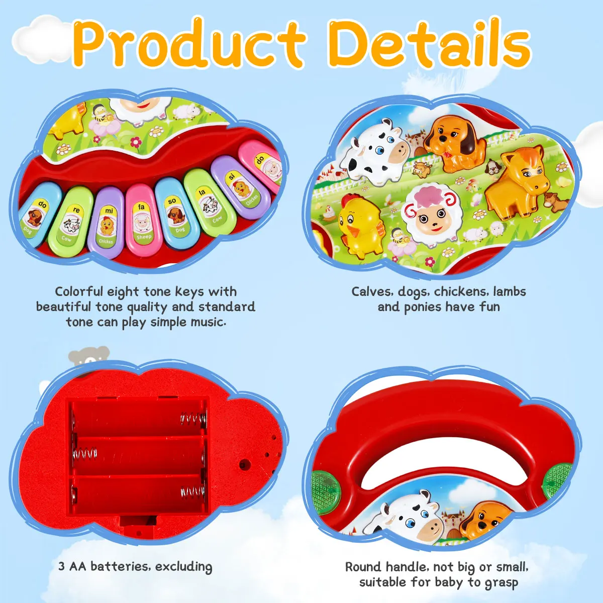 Baby Piano Toy Music Baby Toys Early Learning Educational Animal Farm Piano Keyboard Infant Toys Girl Toy