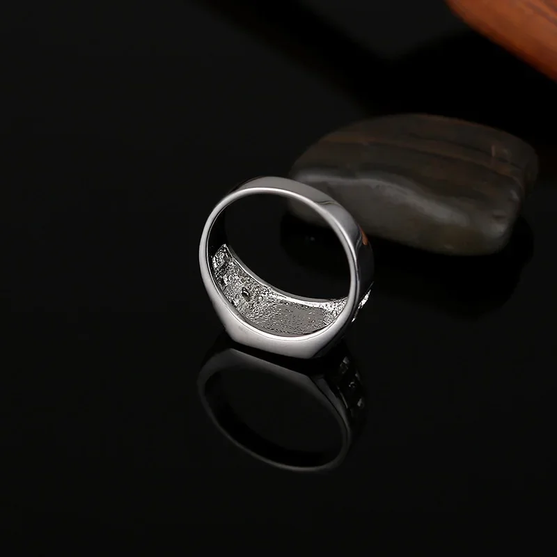 Classic Size 5-12 Rings For Men Rhineston Jewelry Gold/Silver-Color Black Enamel Male Finger Titanium Ring Anillo Hombre