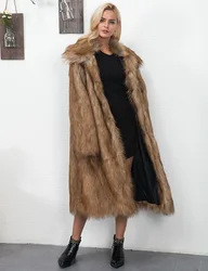 Winter Women Faux Fox Fur Long Coat Thick Full Sleeve Fluffy Luxury Fur Jacket 2023 Mujer Warm Furry Outerwear