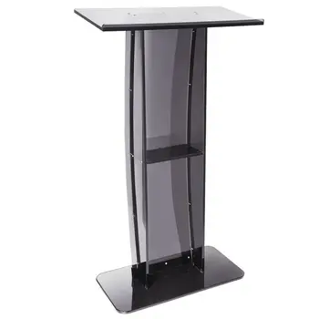 VEVOR Acrylic Podium, 47' Acrylic Podium Stand with Wide Reading Surface & Storage Shelf, Floor-standing Clear Pulpits Acryl 1