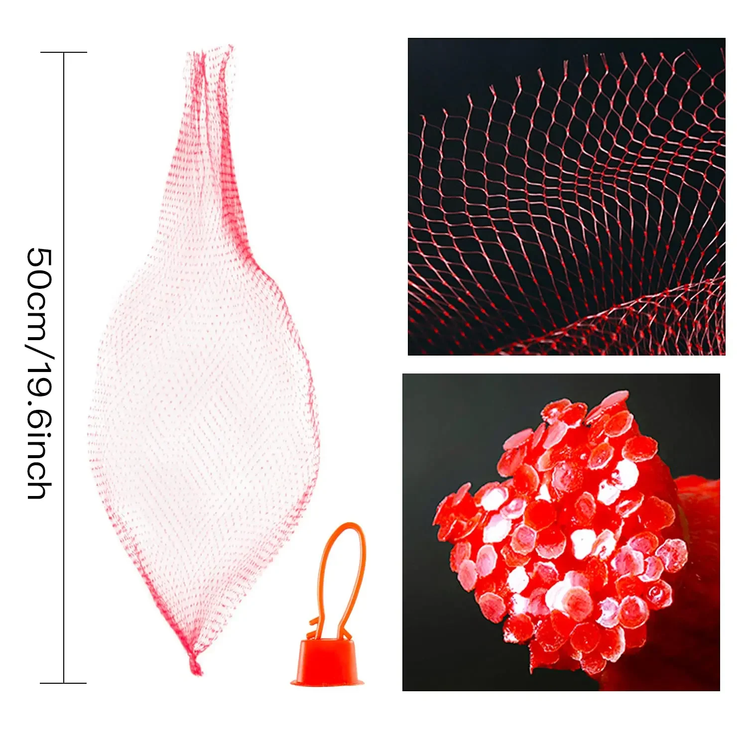 100PCS Reusable Mesh Fruit Vegetable Bags 30-50CM Nylon Storage Bags Plastic Garden Netting Seafood Boil Grocery Mesh Bags 5