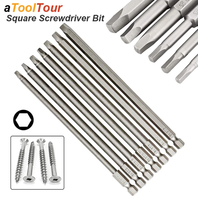 Set 6 Punte Cacciavite Testa Quadrata SQ1 SQ2 SQ3 - Gambo 1/4" 50mm Per Utensili Elettrici - Foto 13