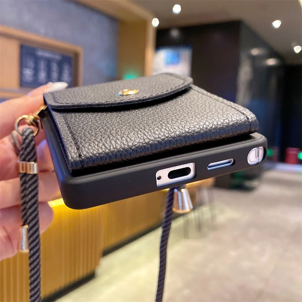 Crossbody Lanyard Leather Wallet Case For Samsung S24 S25 Ultra S23 S22 Plus S21 S20 Note 20 A73 A72 A71 A70 A55 A54 A53 A52 A50 6