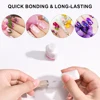 10g*5 Bottles Nail Glue For False Nails Rhinestones Gel Manicure Fast Drying Adhesive Glue For False Nail Tips Stick Gems Polish 5